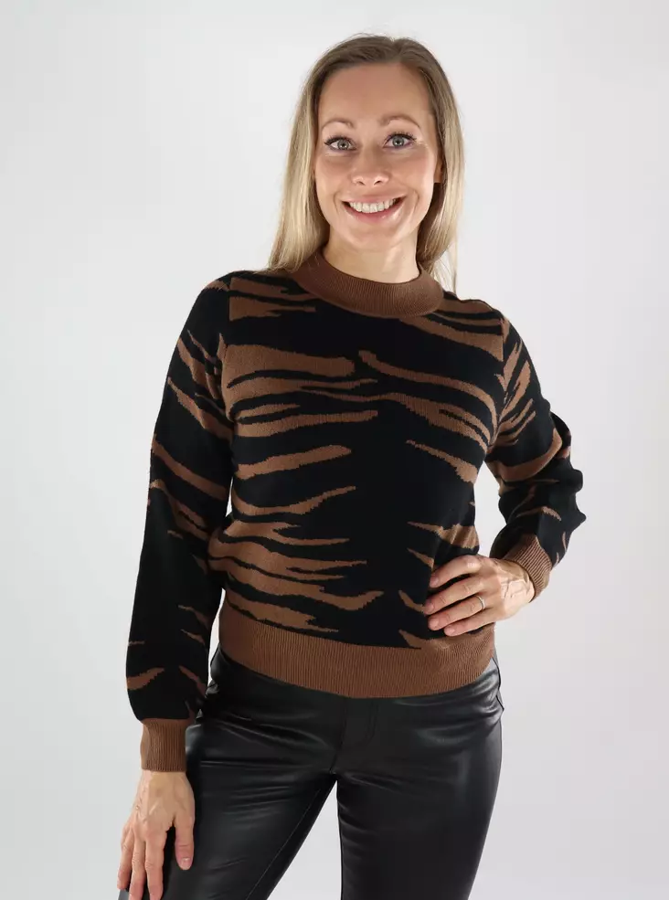 Vero Moda damtröja med djurtryck, svart/kemper - Stickat för damer - 139128 - 1