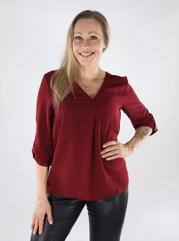 JDY damskjorta 3/4 cabernet - Långärmade tröjor för  damer - 138938 - 1