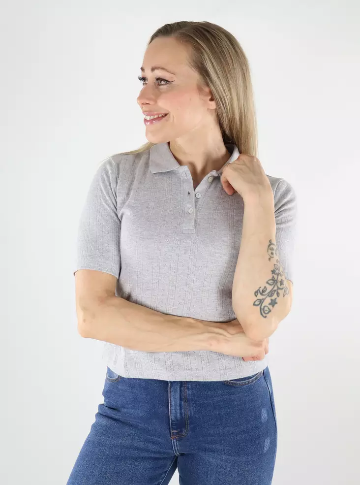 JDY t-shirt dam JDYSALSA Polo ljusgrå melerad - T-shirts för damer - 138598 - 1