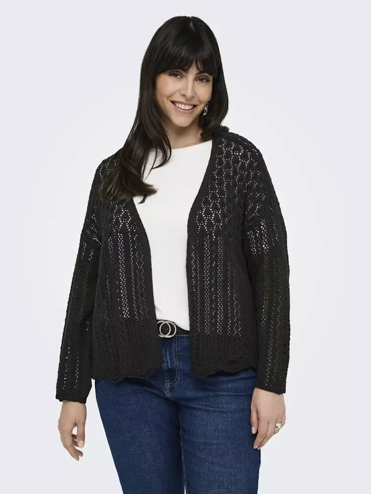 Only Carmakoma Plus Size Lace Cardigan Nola Black - Stickat för damer - 138038 - 1
