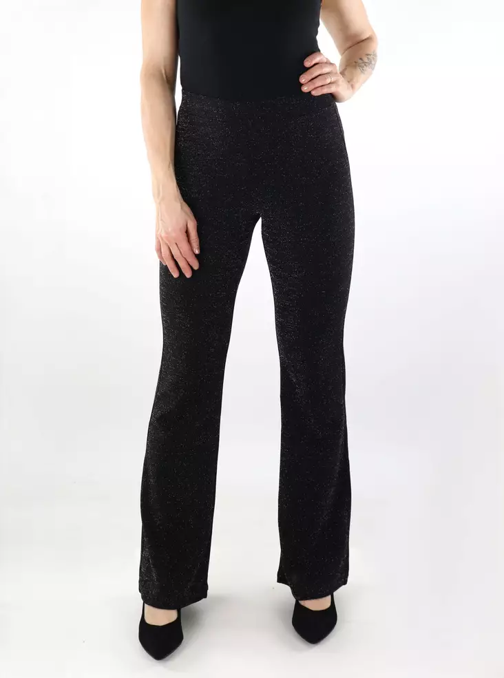 Only glitterbyxor för damer HW Utsvängda svart/v. silver - Byxor för damer - 137508 - 1