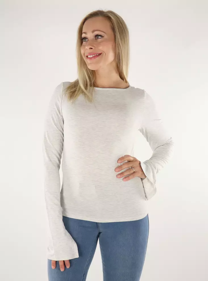 Only Skjorta boatneck ljusgrå - Långärmade tröjor för  damer - 136618 - 1