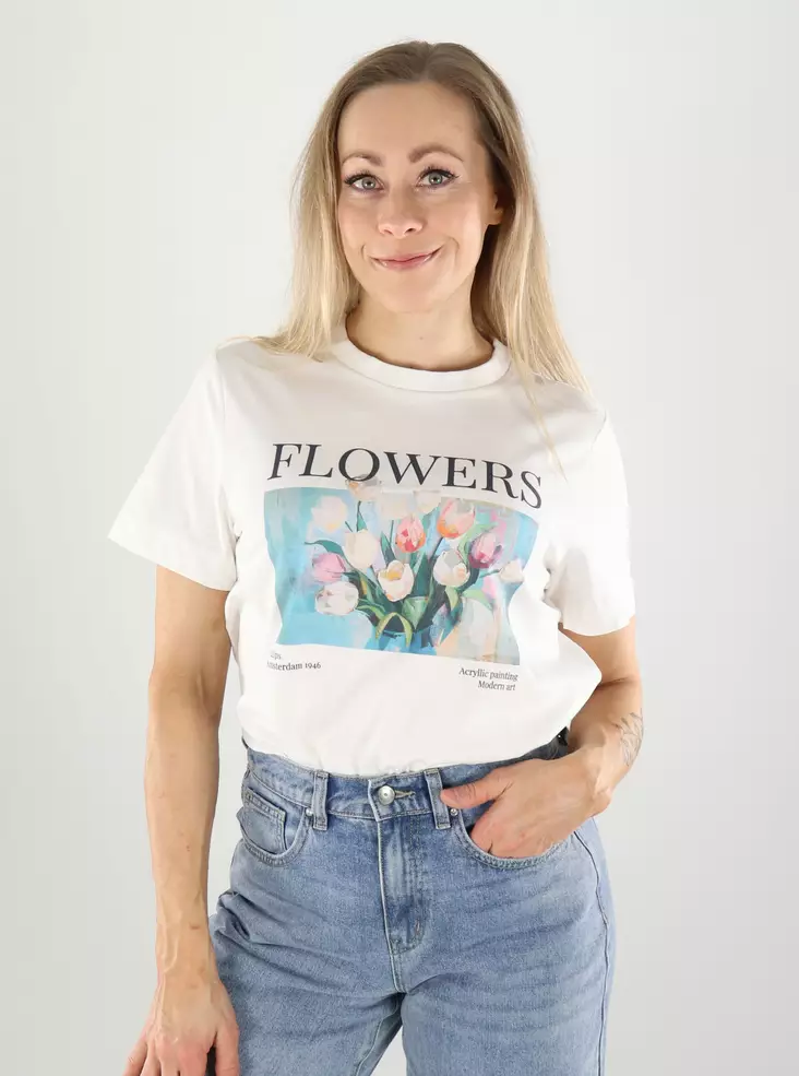 Vero Moda t-shirt snövit/blommig - T-shirts för damer - 141178 - 1