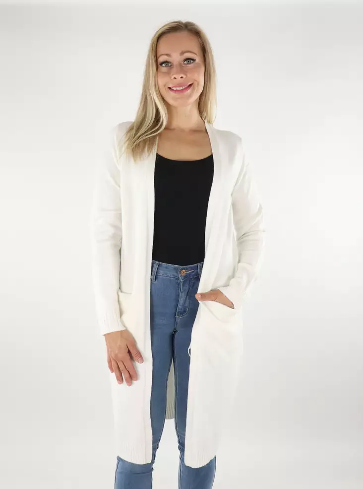 Vila Cardigan Ril lång vit Alyssum - Stickat för damer - 134138 - 1