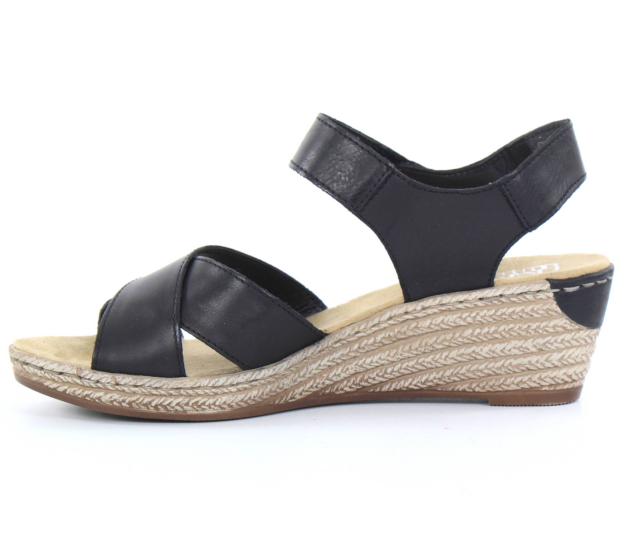 Rieker Kilklackade sandaler 62443 00 svart Stilettoshop.se Rieker 62443 00 Sandaletter