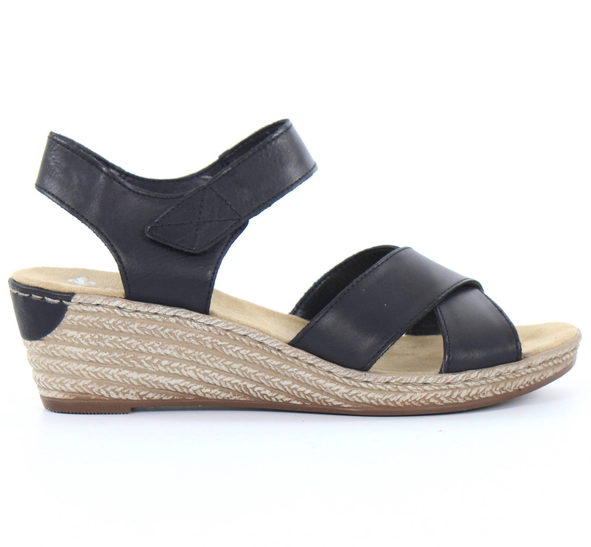 Rieker Kilklackade sandaler 62443 00 svart Stilettoshop.se Rieker 62443 00 Sandaletter
