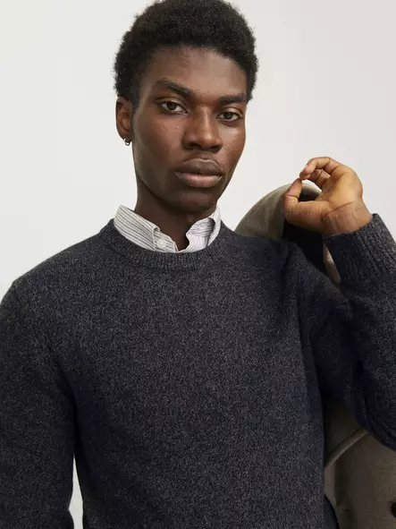 Jack&Jones premiumtröja för herr Clambswool svart skönhet - Stickat för herrar - 137319 - 2