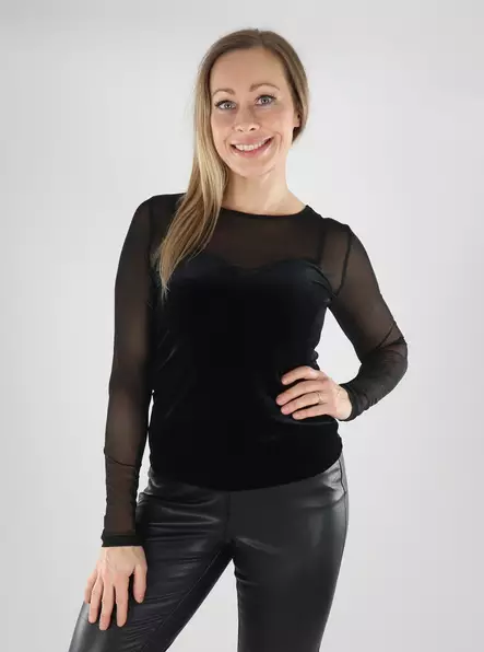 Only damskjorta ONLSMOOTH Mesh svart/hjärta - Långärmade tröjor för  damer - 139769 - 1