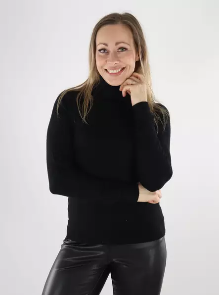 Vero Moda damtröja VMHAPPINESS LS Rollneck Pullover svart - Stickat för damer - 140009 - 1