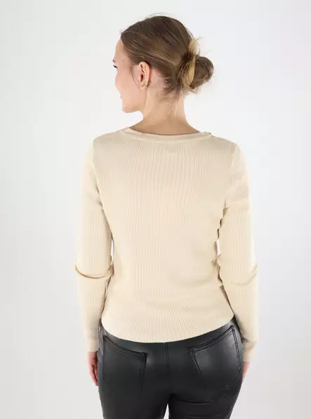 JDY damkofta Knapp sandshell/guld - Stickat för damer - 140119 - 2