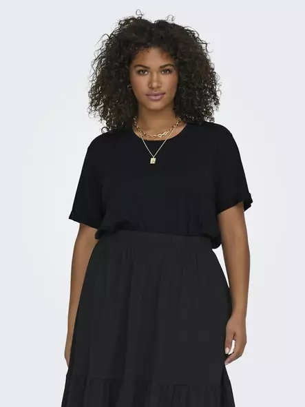 Only Carmakoma Plus T-shirt för damer Moster Fold Up Svart - T-shirts för damer - 138019 - 1
