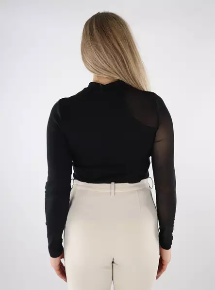 Only damskjorta Mesh svart/enfärgat mesh - Långärmade tröjor för  damer - 137579 - 2