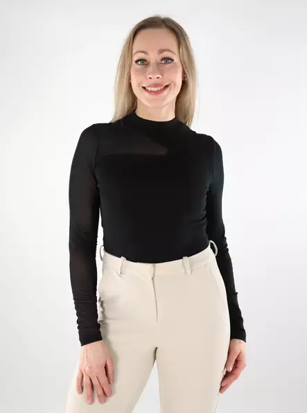 Only damskjorta Mesh svart/enfärgat mesh - Långärmade tröjor för  damer - 137579 - 1