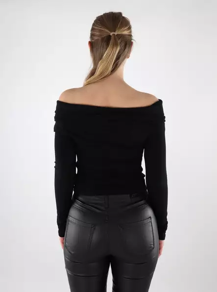 Only damskjorta Off Shoulder svart - Långärmade tröjor för  damer - 137659 - 2