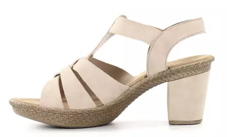 Rieker högklackade sandaler för damer 665K3-62 beige - Rieker sandals - 137949 - 2