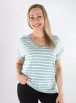 Only randig t-shirt för kvinnor ONLMOSTER V-Neck gray mist/cloud dancer - T-shirts för damer - 138339 - 1