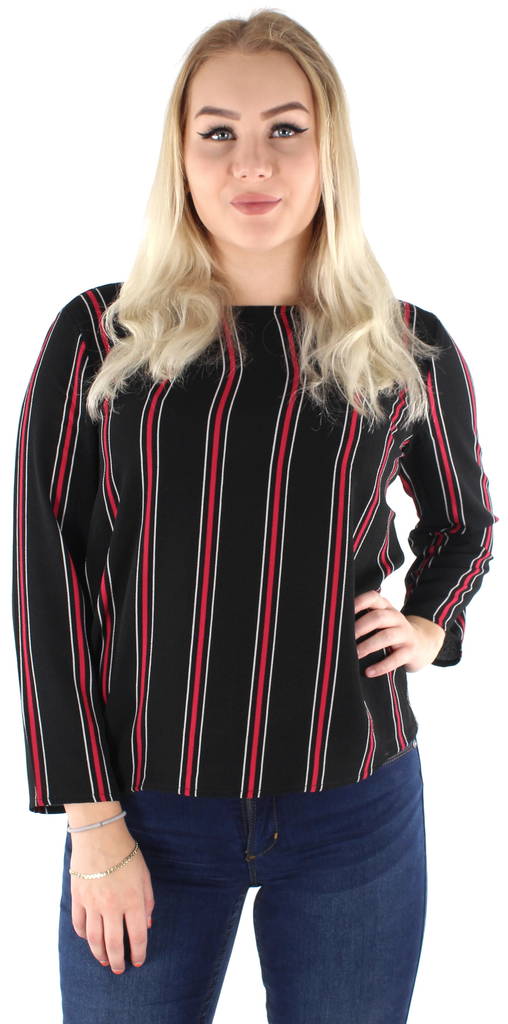 Jdy Tröja Edwind 7/8 svart/fuchsia rand - Långärmade tröjor för damer - 122059 - 1