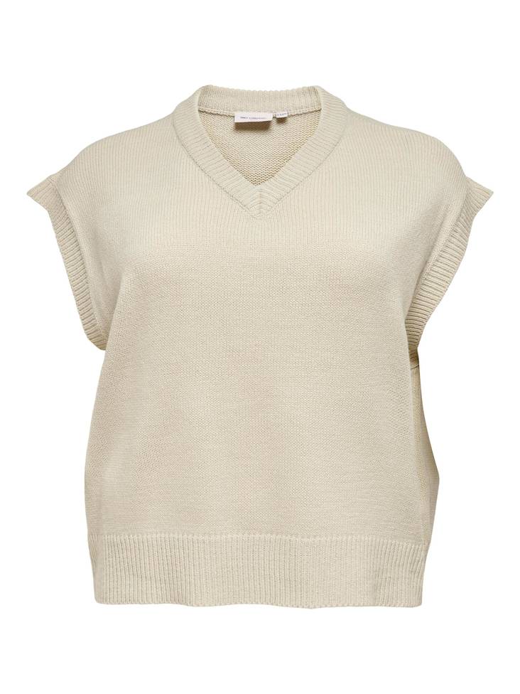 Only Carmakoma Stickad väst Alma beige - Stickat för damer - 128919 - 1