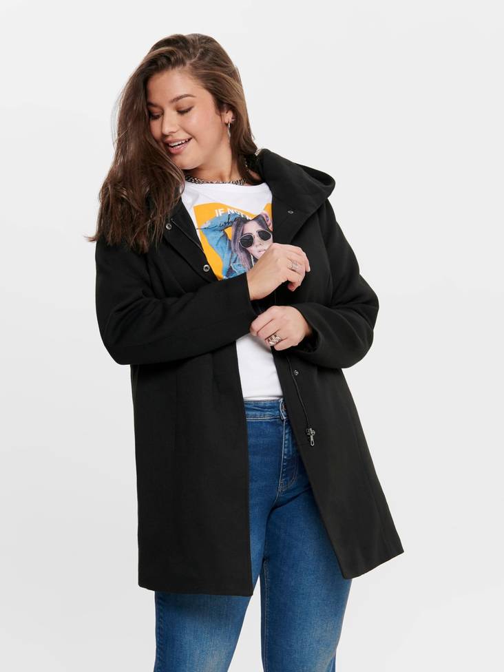 Only Carmakoma Plus size dam jacka, stor huva Sedona light svart - Lätta jackor för damer - 129579 - 1