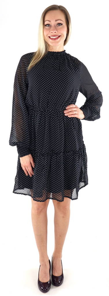 Only Isabella Klänning med hög krage, svart / prickiga - Klänningar och tunikor - 134699 - 1