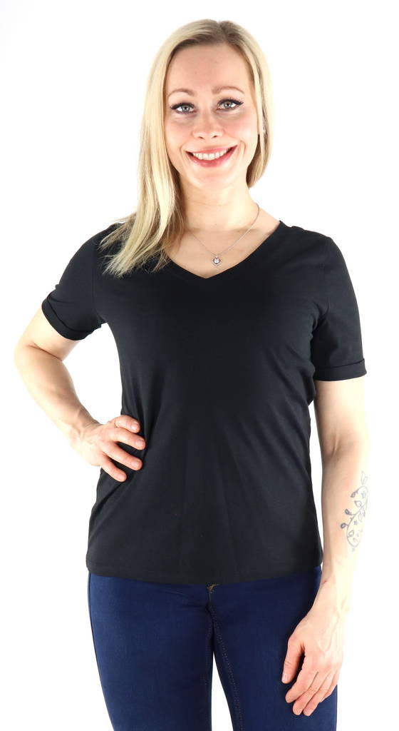 Pieces T-shirt Ria v-ringad svart - T-shirts för damer - 132879 - 1