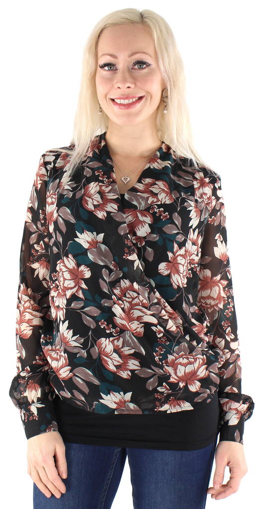 Vero Moda Tröja Wilma wrap svart/wilma - Skjortor och blusar för damer - 124649 - 1