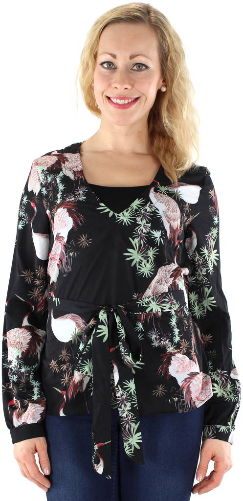Vila Blus Svane v-neck svart - Långärmade tröjor för damer - 120009 - 1