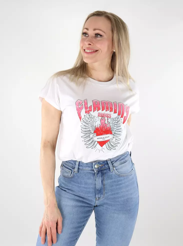 JJXX dam t-shirt Boxy Print vit/flammande - T-shirts för damer - 137719 - 1