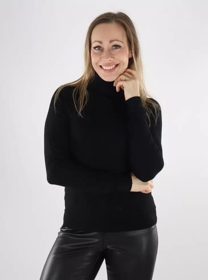 Vero Moda damtröja VMHAPPINESS LS Rollneck Pullover svart - Stickat för damer - 140009 - 1