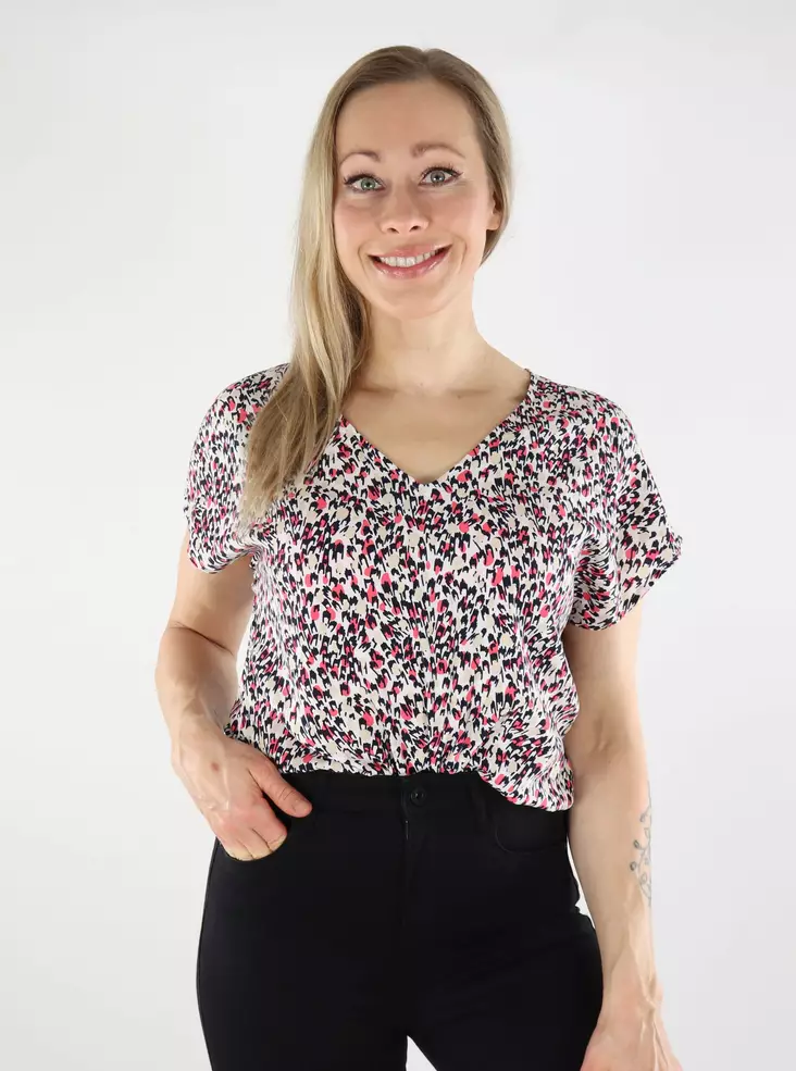 JDY dam mönstrad t-shirt JDYSTAR cloud dancer/multi dot - T-shirts för damer - 138759 - 1