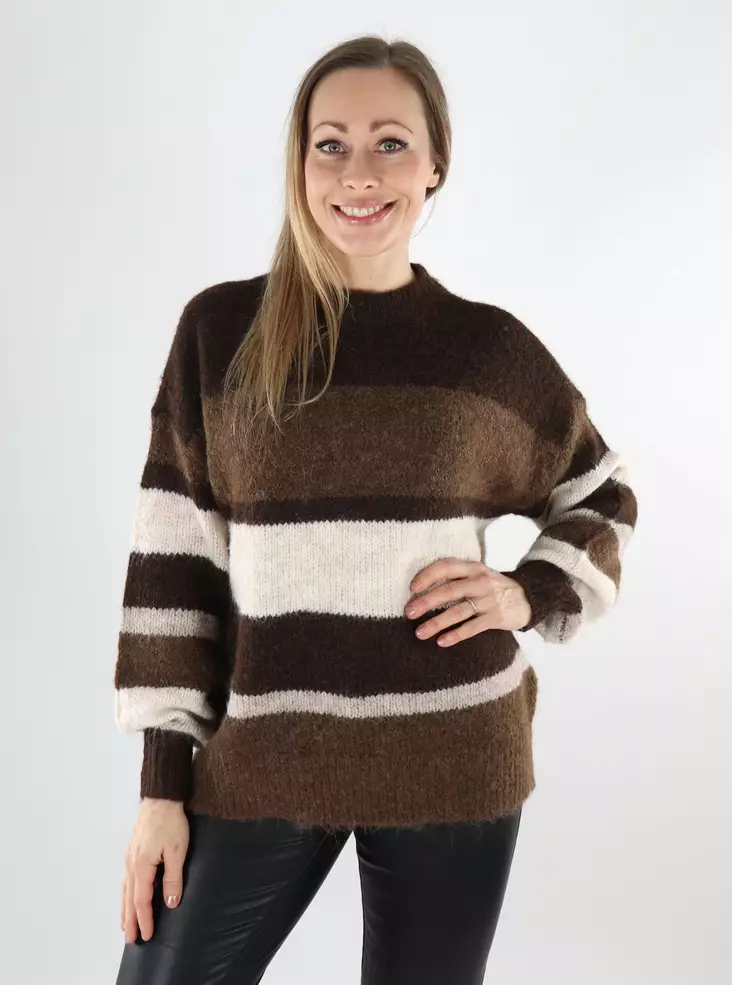 JDY damtröja Colorblock chokladtårta/shitake - Stickat för damer - 140039 - 1