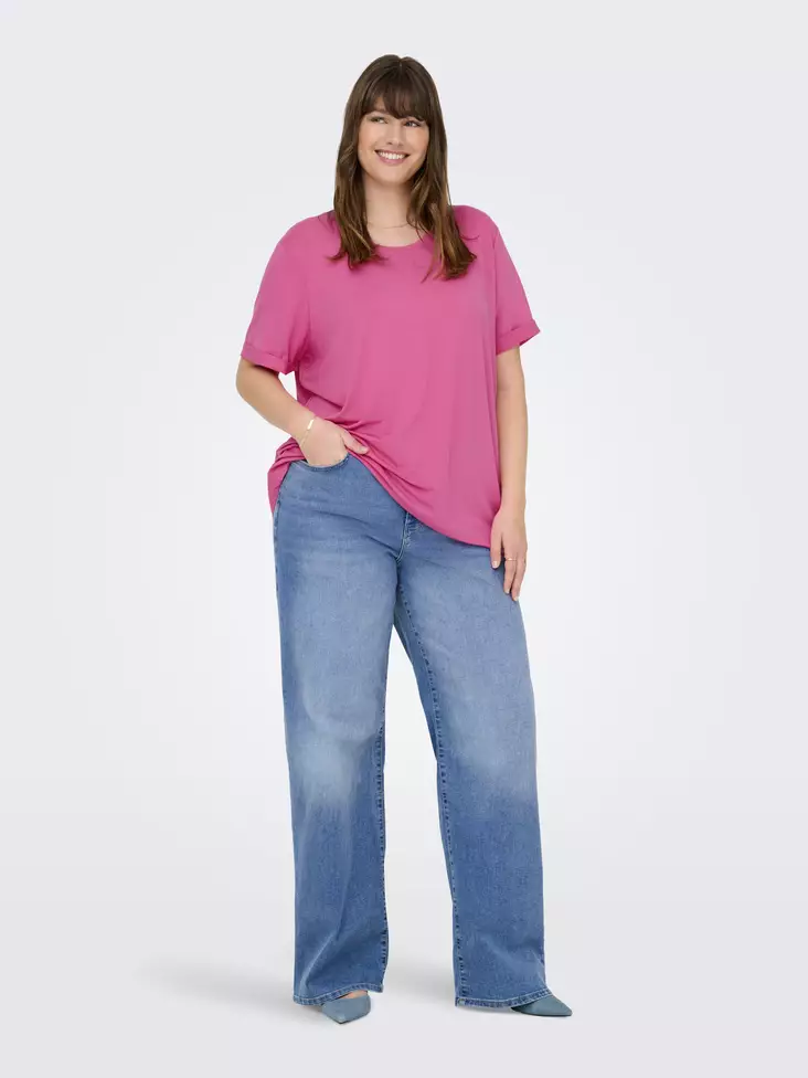 Only Carmakoma Dam Plus Size T-shirt Moster Fold Up gin fizz - T-shirts för damer - 138459 - 1
