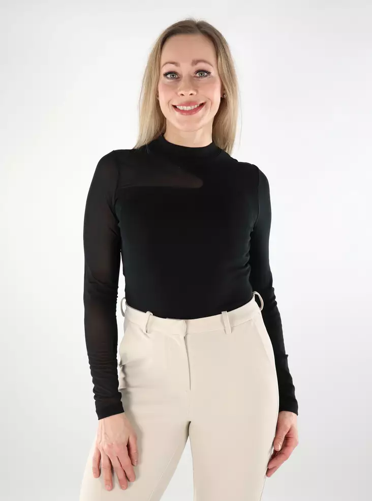Only damskjorta Mesh svart/enfärgat mesh - Långärmade tröjor för damer - 137579 - 1