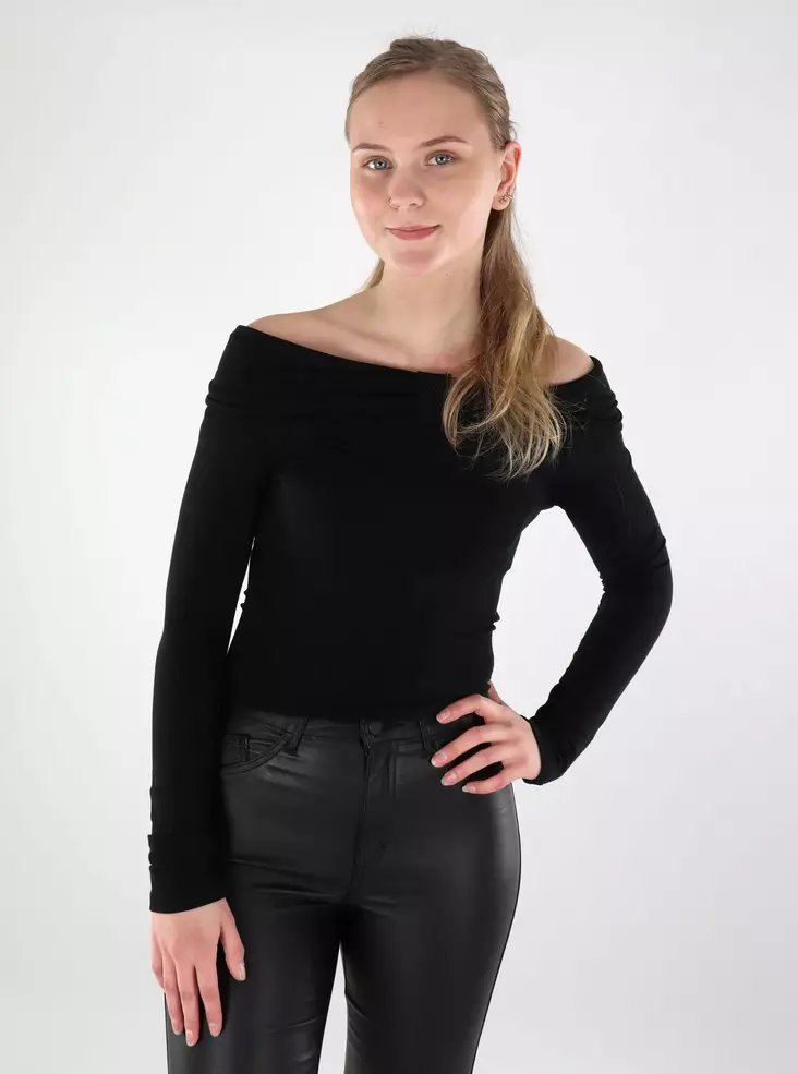 Only damskjorta Off Shoulder svart - Långärmade tröjor för damer - 137659 - 1
