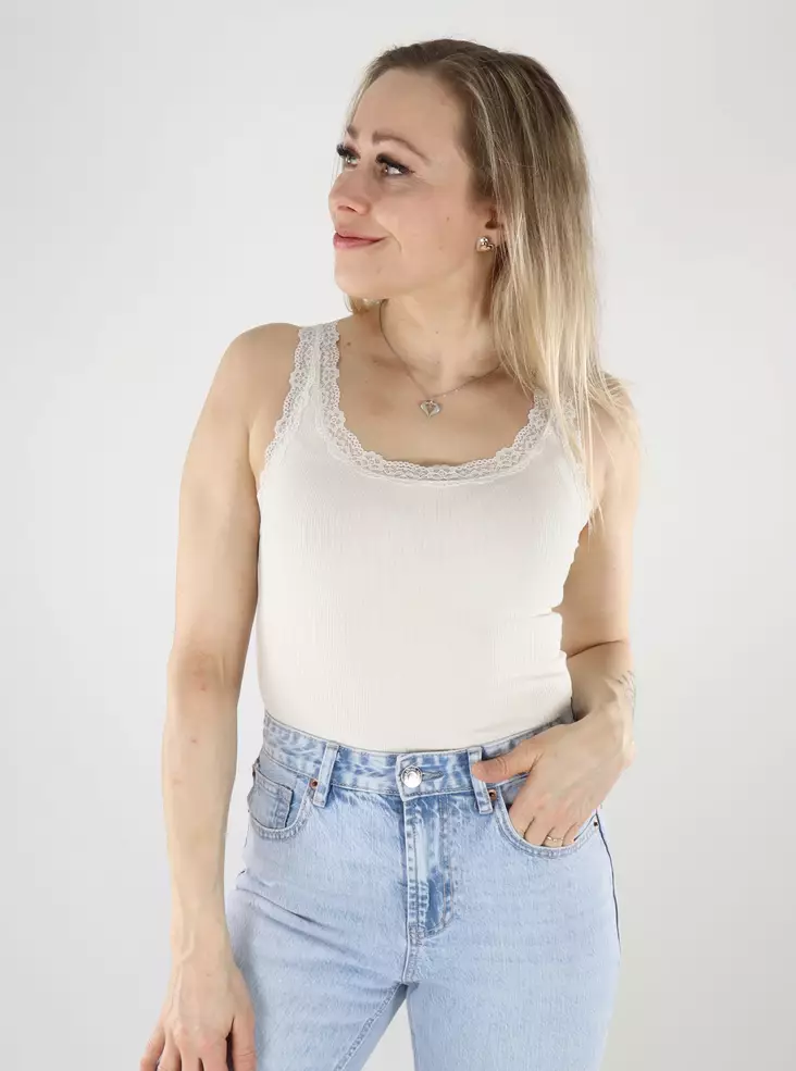 Only ribbad topp Tank Cloud Dancer - Toppar för damer - 140669 - 1