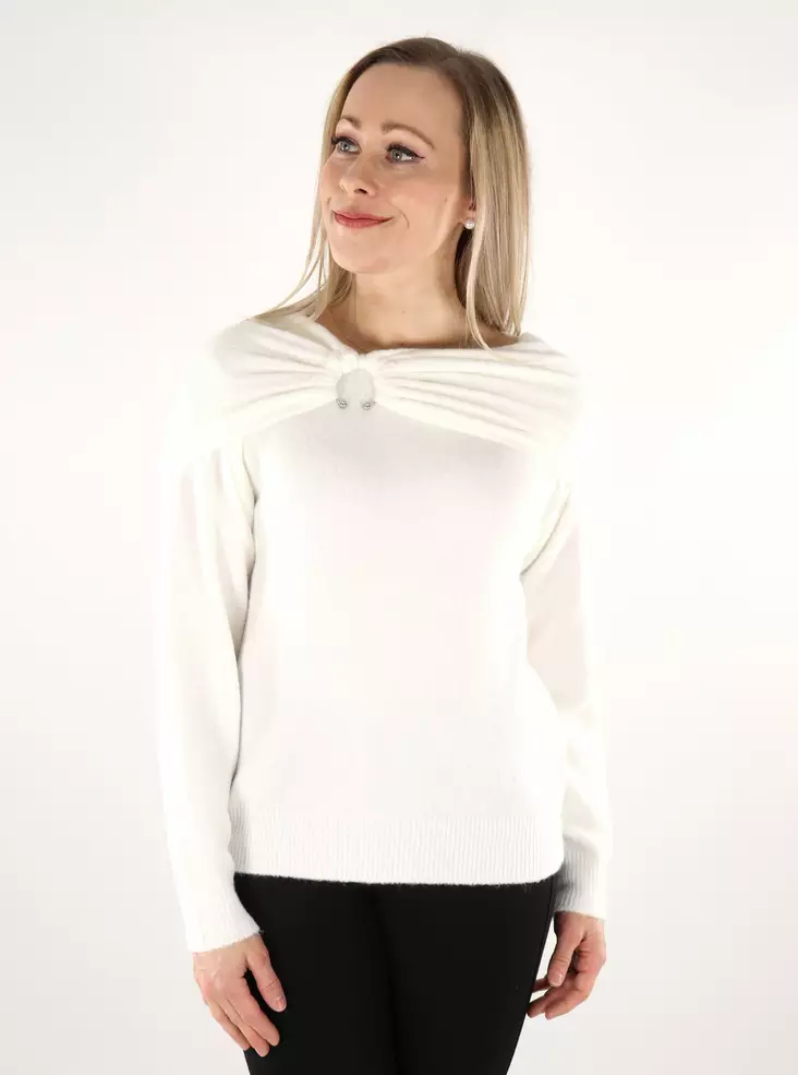 Vila damtröja Off Shoulder cloud dancer - Stickat för damer - 137539 - 1